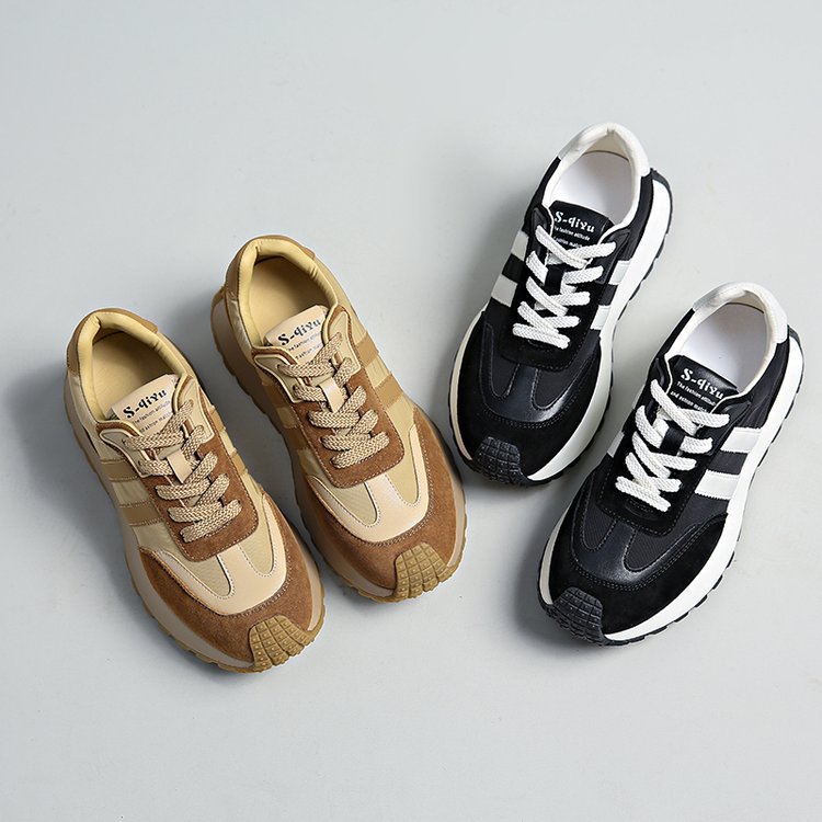 Forrest Gump Shoes Women's New Thick Sole Shoes Popular Women's Leather Heightening Retro Maillard Sports Women's Shoes_voghion.com