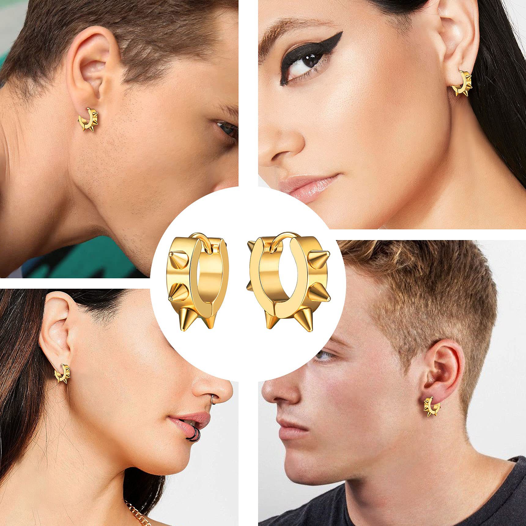 Ear Cuffs, Earrings, Ear Studs Classification 1 Piece Punk Geometric Stainless Steel Vacuum Plating Men's Unisex Ear Cuffs Earrings Ear Studs