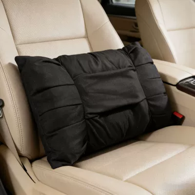 Neck Pillow, Comfortable and Soft — Headrest - premium-black-bubble-suede-lumbar-support-pillow