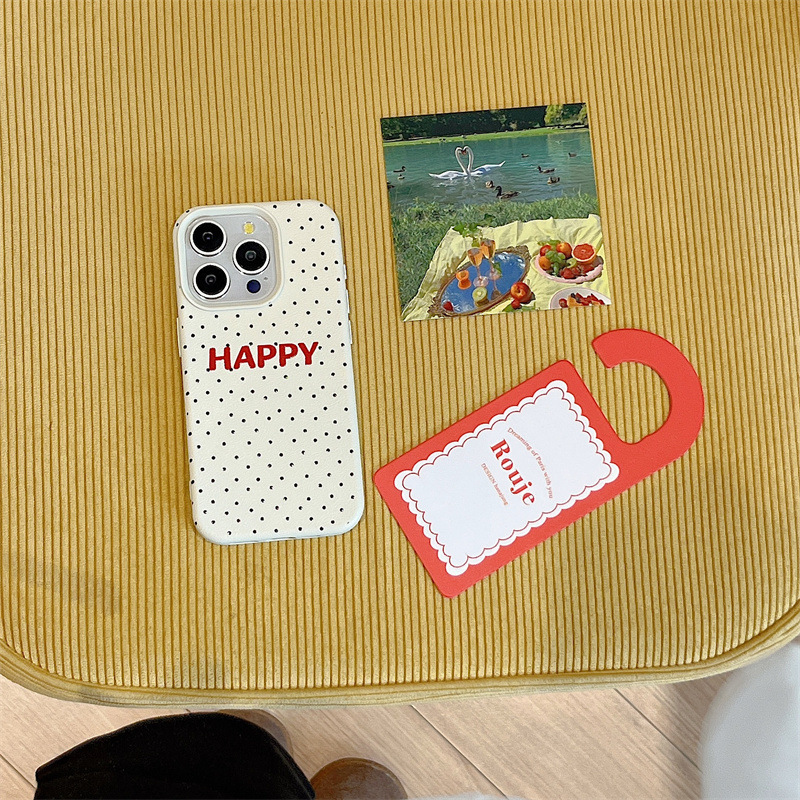 Creativo lunares galleta niño manzana 15promax texto feliz Apple 14pro funda para teléfono móvil para 13 suave