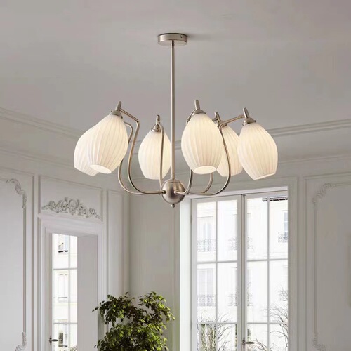 Full spectrum eye protection lamp French cream Bauhaus ceramic chandelier medieval living room bedroom main room dining room lamp