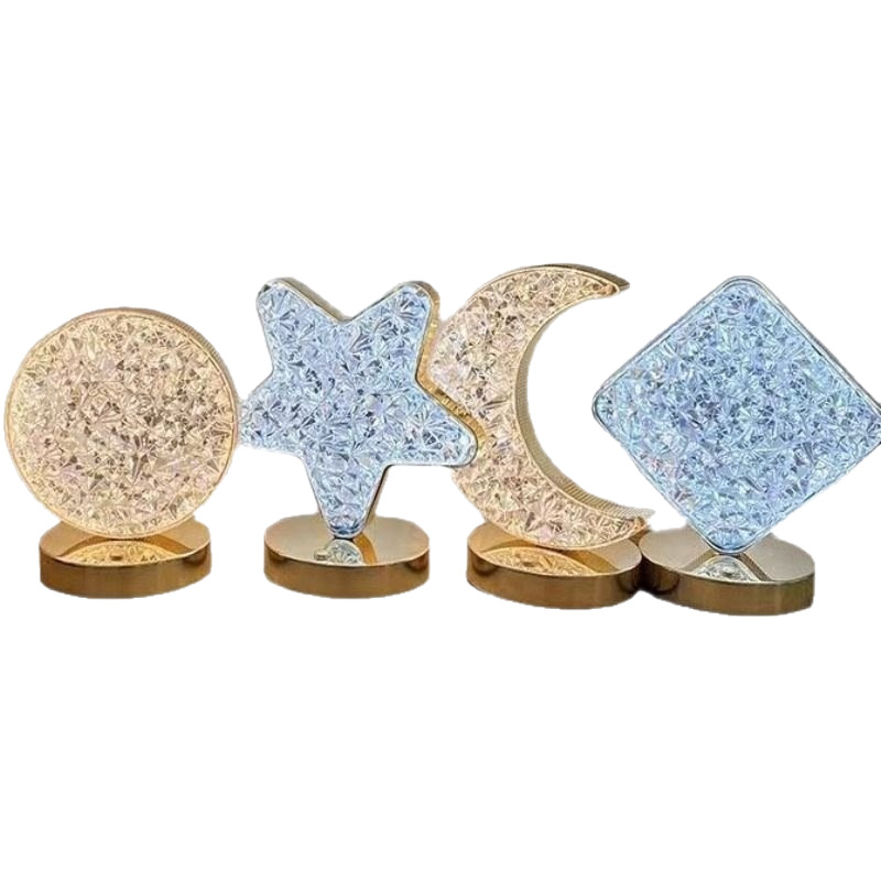 Estrellas transfronterizas decoración de la luna recargable lámpara de escritorio de protección de ojos ambiente dormitorio conveniente toque lámpara de cabecera de la cama creativa luz de noche
