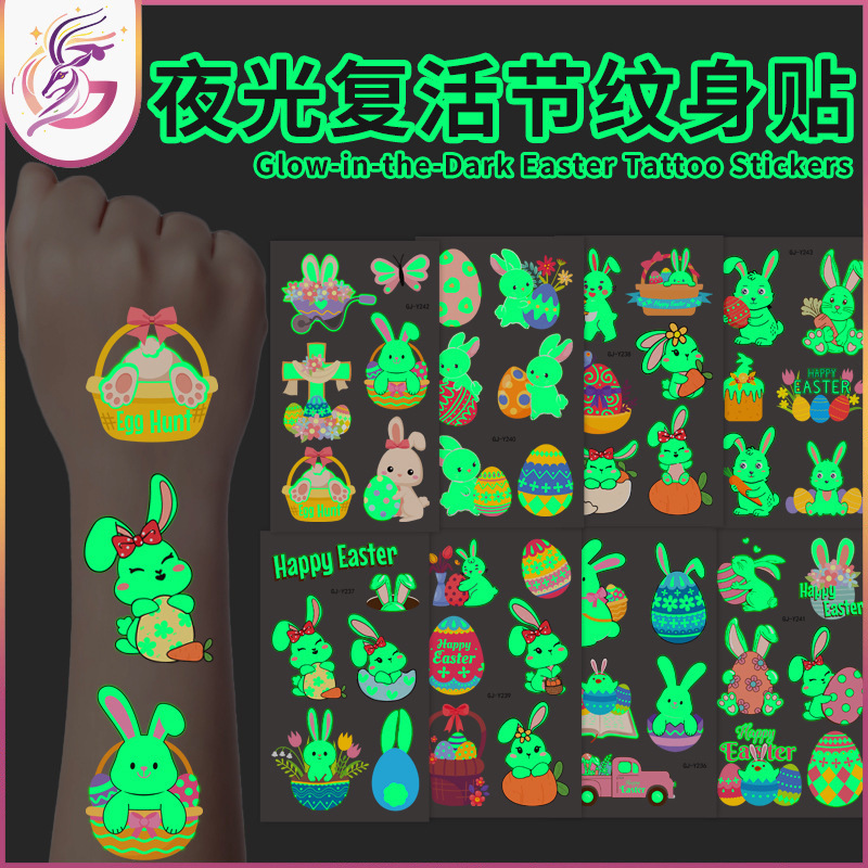 Luminous Easter Tattoo Sticks Various Eggs Bunny Green Luminous Prayer Party Colorful Resurrection Tattoo Sticks Luminous Easter Tattoo Sticks Various Eggs Bunny Green Luminous Prayer Party Colorful Resurrection Tattoo Sticks