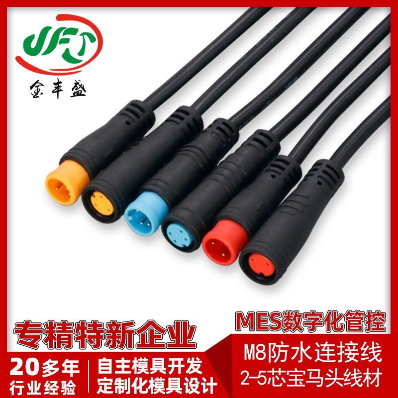 2464-24Awg Round Power Cord 2-Core Mini Male and Female Butt Cable 4-Core M8 Waterproof Bmw Head Connection Cable