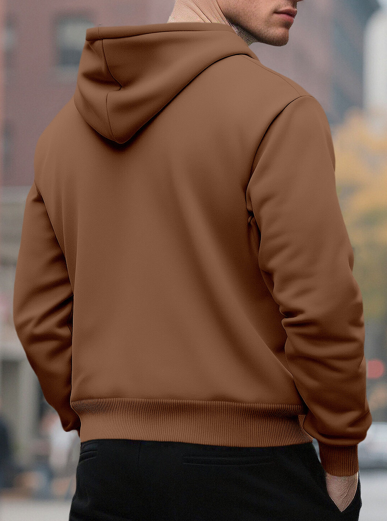 Sweat à capuche homme uni décontracté pour automne et hiver_voghion.com