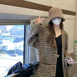 2025秋季新款复古时尚宽松小众百搭上衣小香风编织V领长袖外套女