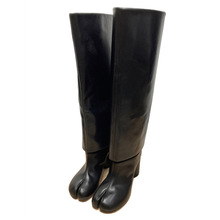 2025外贸新裤管靴粗跟猪蹄靴可翻边高筒靴长靴过膝分趾靴女高跟靴