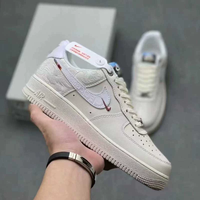 Nike Air Force 1 Black and White Men's Shoes, Fashionable and Versatile Low-Top White Sneakers for Women, Af1 Year of the Horse Limited Edition Sneakers, Trendy
