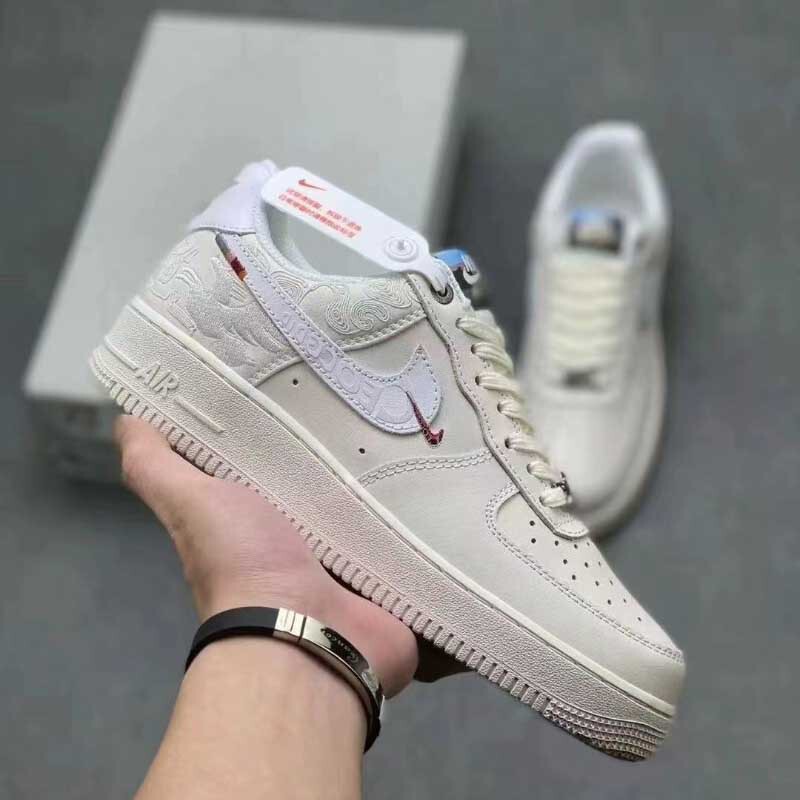 Nike Air Force 1 Black and White Men's Shoes, Fashionable and Versatile Low-Top White Sneakers for Women, Af1 Year of the Horse Limited Edition Sneakers, Trendy