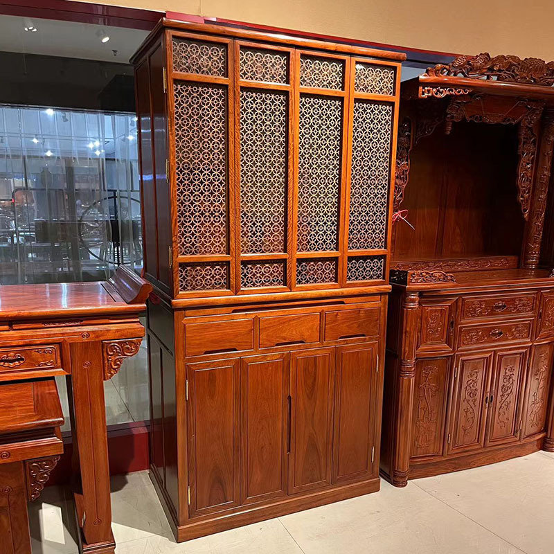 New Chinese style rosewood with door Buddha shrine stand cabinet home desk Guanyin bodhisattva Guan Gong God of Wealth shrine Buddha cabinet for table