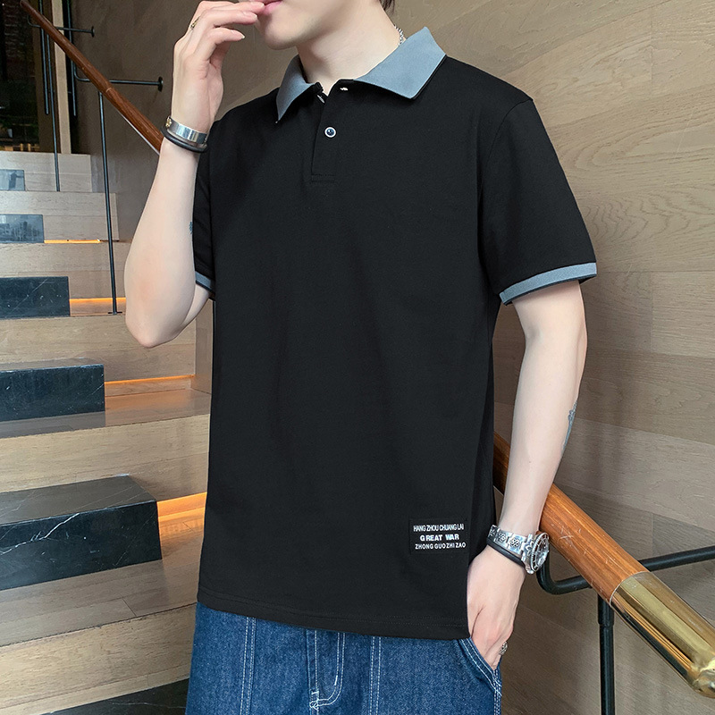 Camiseta polo para hombre casual, camiseta de manga corta con solapa, moda para hombre, marca de tendencia suelta japonesa de media manga estilo Harajuku