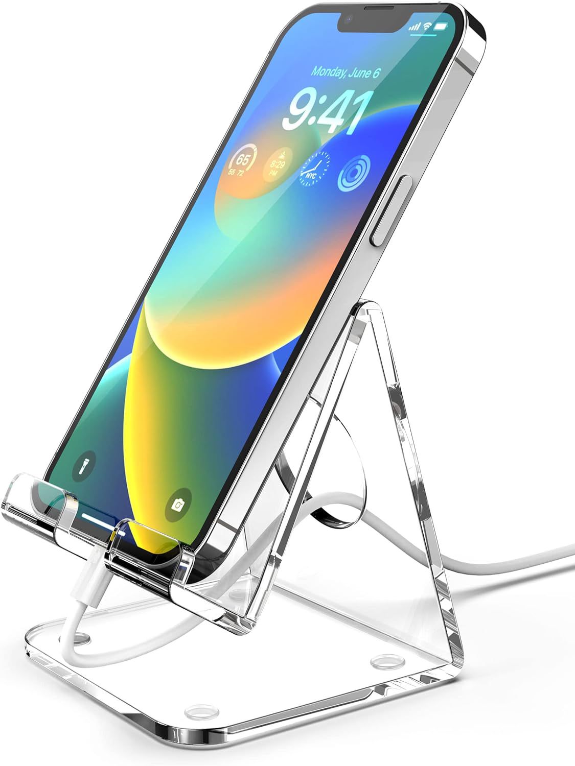 Cross-Border Acrylic Mobile Phone Holder Counter Display Stand Desktop Lazy Bracket Base Transparent Acrylic Mobile Phone Bracket