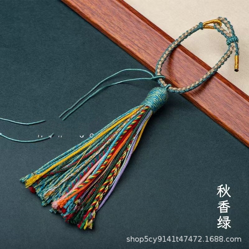新款2025手搓棉线手把绳 编织手机挂绳 藏式流苏半成品 支持LOGO|undefined