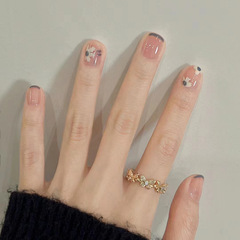 Spring and Summer Cute Little Flowers French Style Nail Art Stickers Nail Tabs Fake Nails Nail Art Set 24 Pieces Removable Nail Stickers