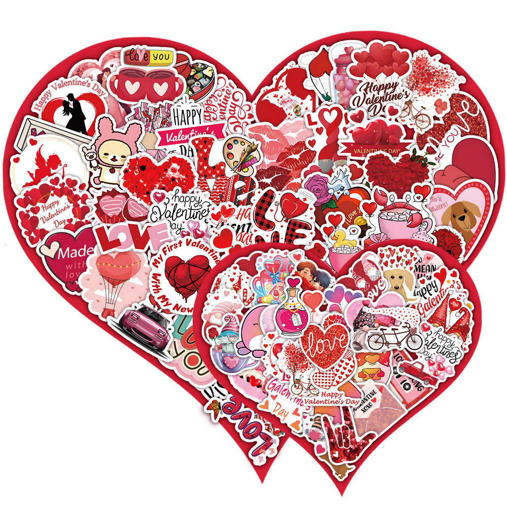 LOVE情人节贴纸350张跨进卡通浪漫爱情节日装饰手机壳DIY防水贴画