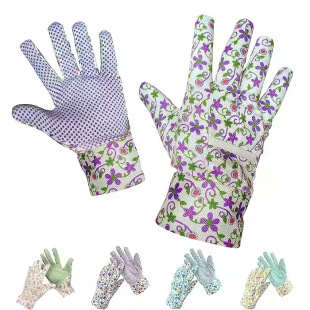 Gardening Gloves Garden Flower Planting Gloves Printed Pvc Dot Beads Non-Slip Garden Pruning Gloves Ready in Stock