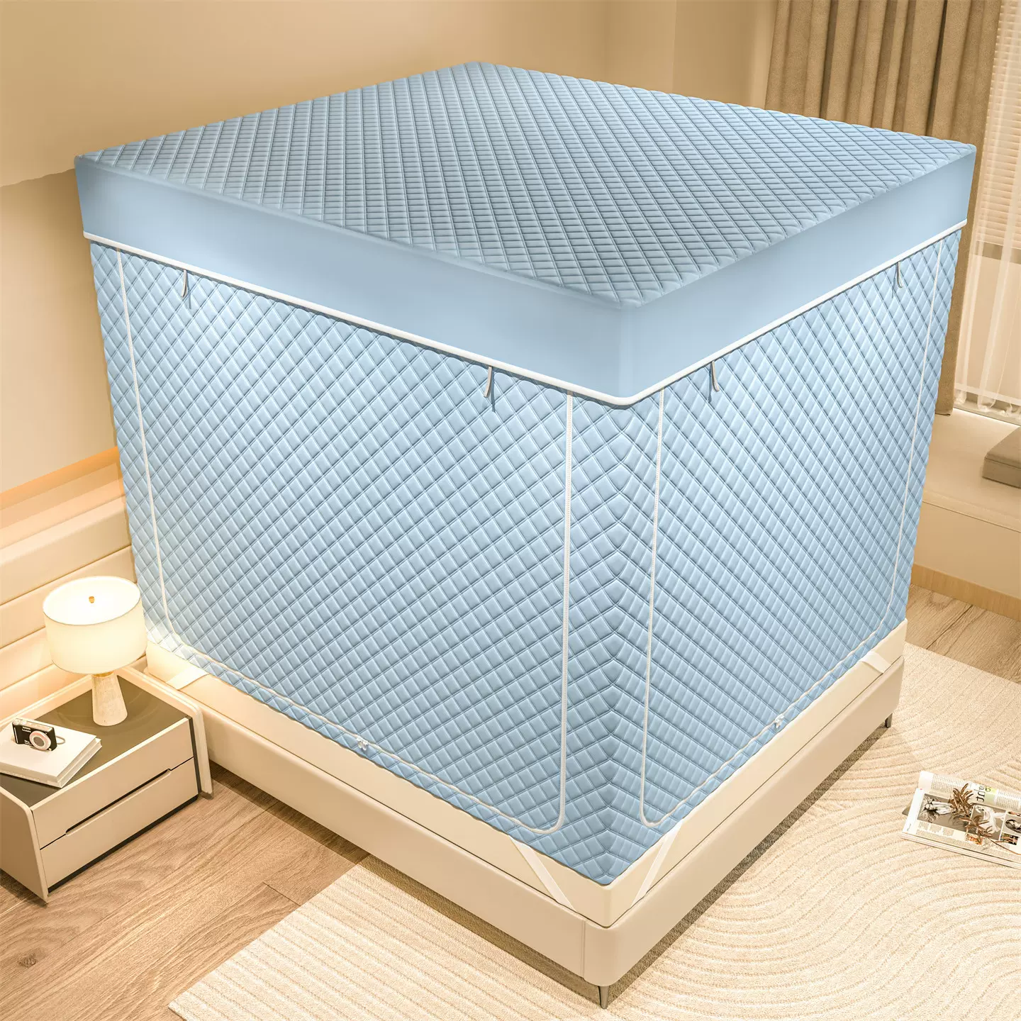 一件代发五面夹棉加厚保暖床篷帐篷户外野外露营野营家用室内蚊帐