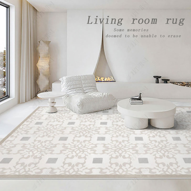 Estilo crema simple absorbente sala de estar alfombra hogar suave antideslizante gran área manta completa dormitorio alfombra francesa
