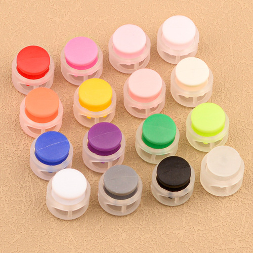 Plastic spring buckle, colorful translucent double-hole cylindrical pig nose buckle, large clothing and shoe adjustment anti-slip rope buckle