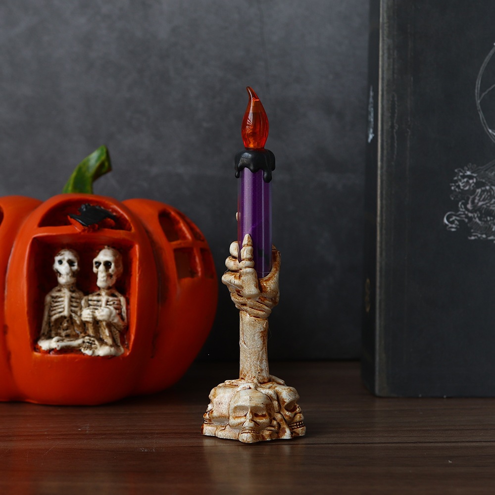 Halloween lámpara de vela de mano fantasma lámpara de esqueleto lámpara de calabaza props decoración lámpara LED lámpara de vela electrónica vela image 9