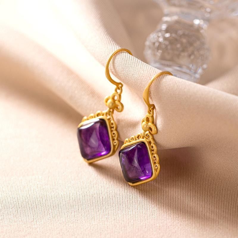 자수정 핑 매듭 귀걸이 (s925 스털링 실버 원