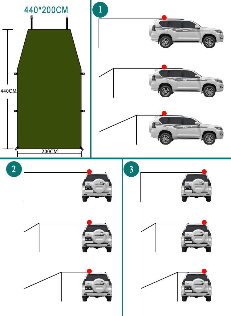 Car Side Awning Rainproof Off-Road Vehicle Car Side Tent Side Canopy Outdoor Off-Road Vehicle Self-Driving Car Equipment