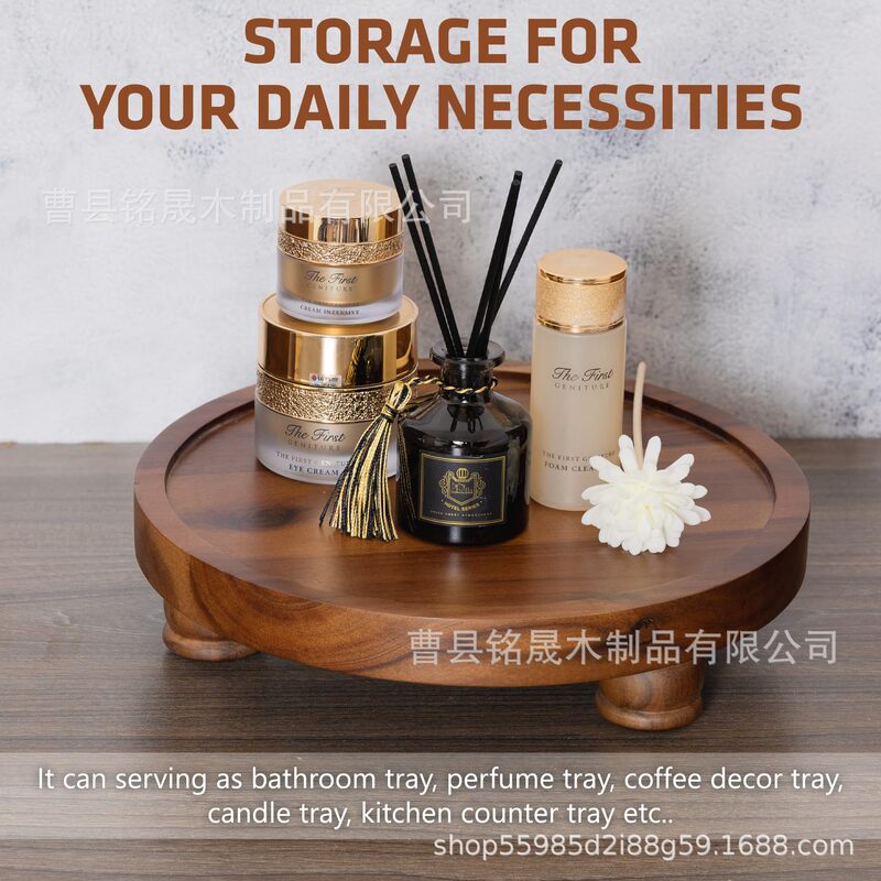 Acacia Wooden Round Tray Decorative Plant Stand Farmhouse Countertop Storage Rack Soap Tray riser board Acacia Wooden Round Tray Decorative Plant Stand Farmhouse Countertop Storage Rack Soap Tray riser board