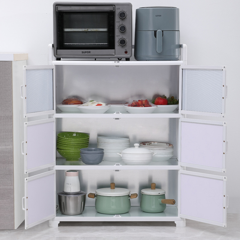 Estante de cocina con puerta de gabinete, armario de comedor, armario de almacenamiento, armario de malla, armario de cocina ventilado, estilo moderno y simple