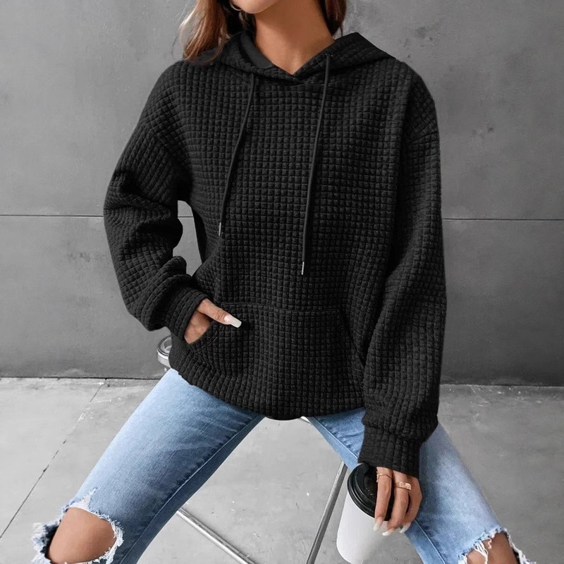 2025 Amazon European and American Loose Pullover Hooded Long-Sleeved Sweatshirt Women's Drawstring Off-Shoulder Kangaroo Pocket Hoodie 2025 Amazon European and American Loose Pullover Hooded Long-Sleeved Sweatshirt Women's Drawstring Off-Shoulder Kangaroo Pocket Hoodie