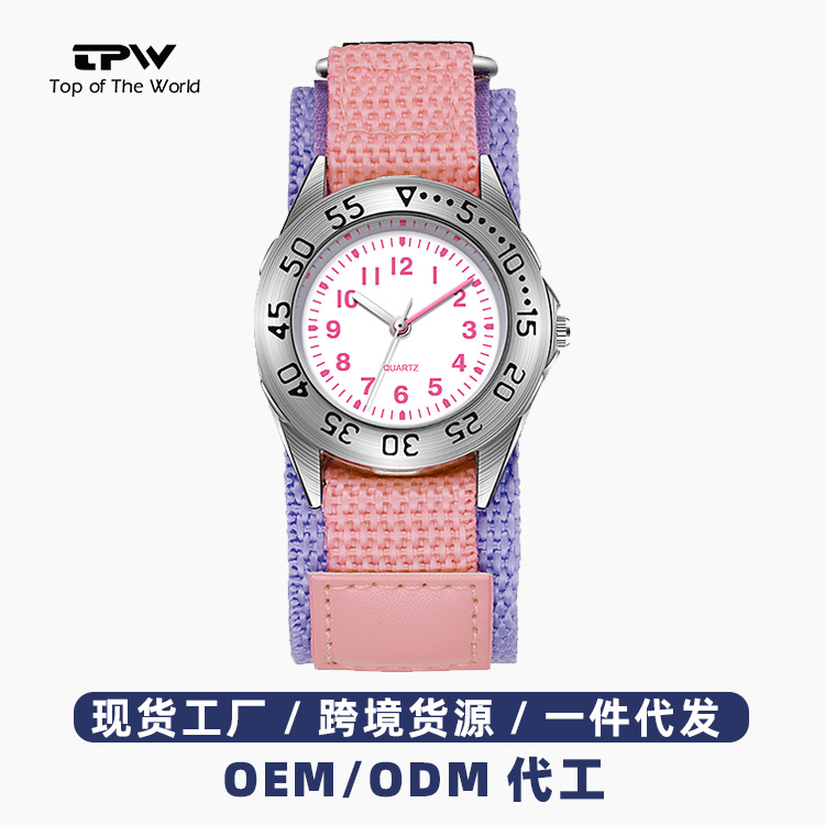 2023 New Nylon Woven Strap Children's Watch Kids Cloth Strap Sport Japan Movement Waterproof Quartz Watch Wholesale