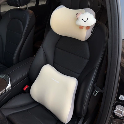 Foam Car Seat Neck | Headrest - light-coffee-hat-cloud-right-rice-neck-pillow-lumbar-support