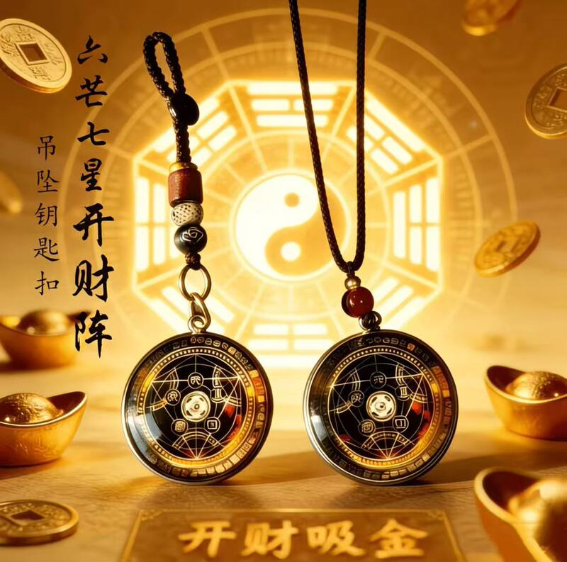 [Teacher Recommendation] Hexagram and Seven-Star Wealth Array Energy, Portable Protection Wealth Array, Auspicious Cloud Rope for Driving