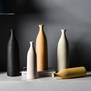 Nordic Morandi Brushed Ceramic Vase Dried Flower Decorative Ornaments Living Room Flower-arranging Modern Simple Creative Small Vase