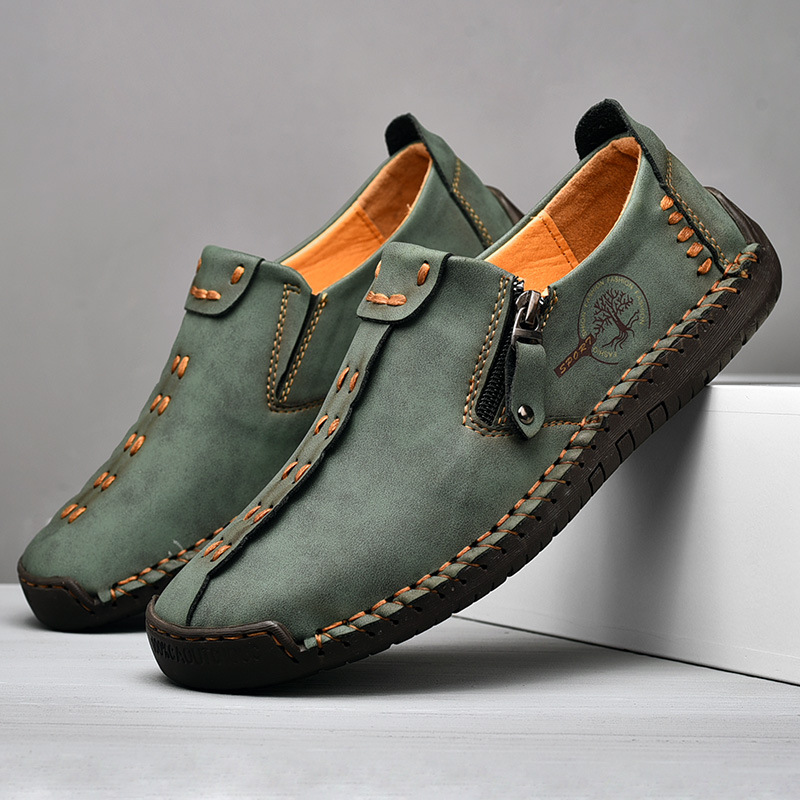 Nuevos zapatos casuales de primavera transfronterizos zapatos de cuero con cremallera de tamaño grande para hombres zapatos de Lefour de tamaño grande hechos a mano