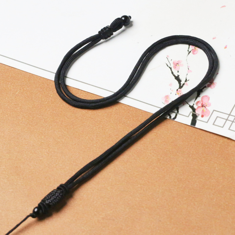 Long Black Bead Necklace Pendant Cord DIY Handmade Woven Necklace Cord Jade Jewelry Cord Sweater Chain