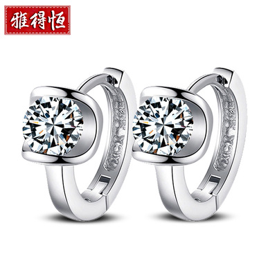 欧美镀银镶钻耳扣韩版时尚耳钉AAAAA锆石 网红饰品批发|ru