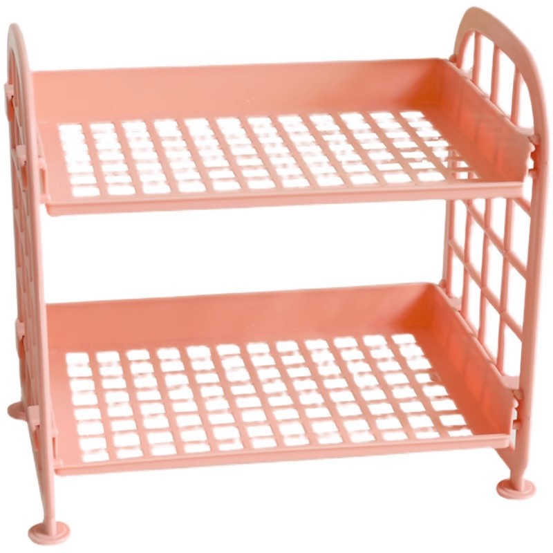 Estante de escritorio de plástico multicapa casero cocina estante de acabado hueco cosmético de doble capa estante de almacenamiento de baño