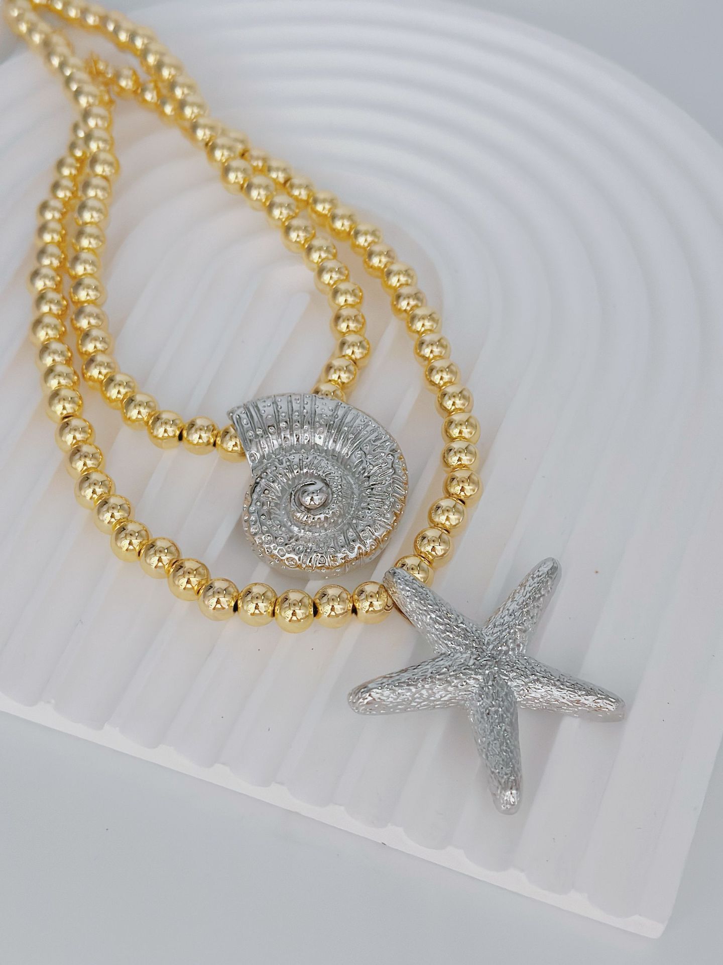 112g Weight Copper Pendant Material Pendant Necklace Classification Copper Chain Material 1 Piece Quantity Copper Beaded Plating Conch Pendant Necklace