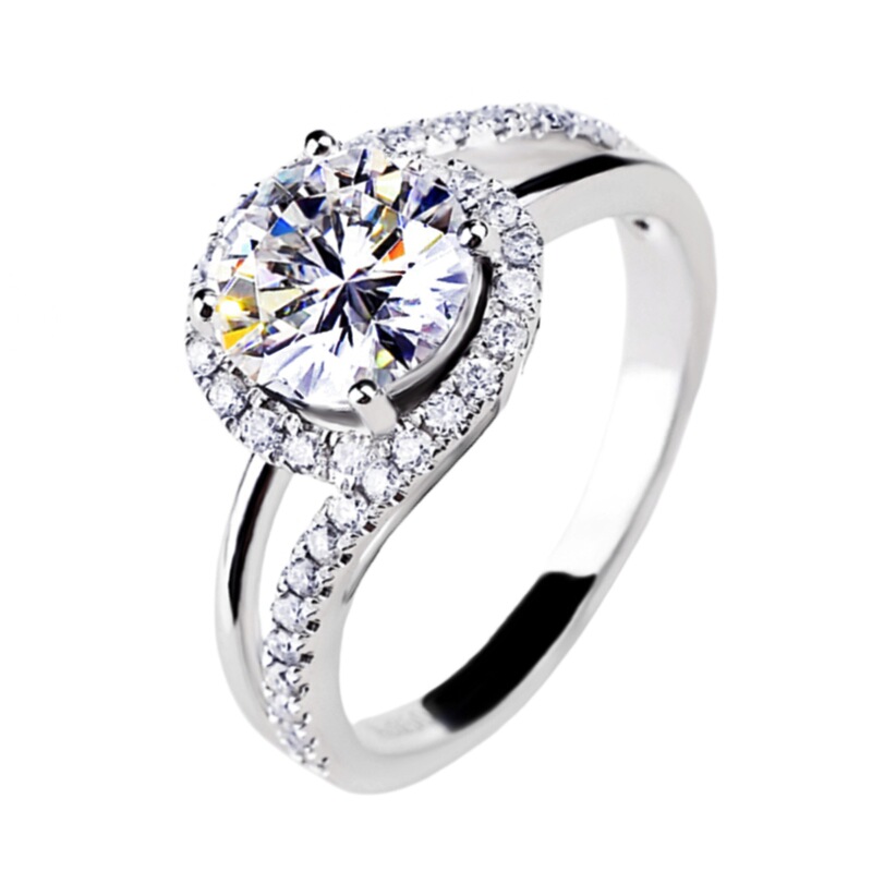 Hot-selling love expression twist arm diamond ring, 2-carat simulated moissanite ring, sparkling with small diamonds around the twist arm, wedding ring Hot-selling love expression twist arm diamond ring, 2-carat simulated moissanite ring, sparkling with small diamonds around the twist arm, wedding ring