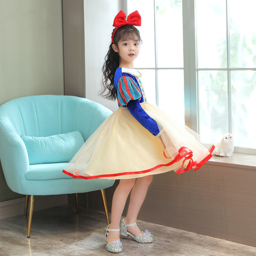 Autumn Snow White Princess Dress Elsa Princess Dress Girls' Dress Korean Version Stylish Baby Birthday Performance Dress