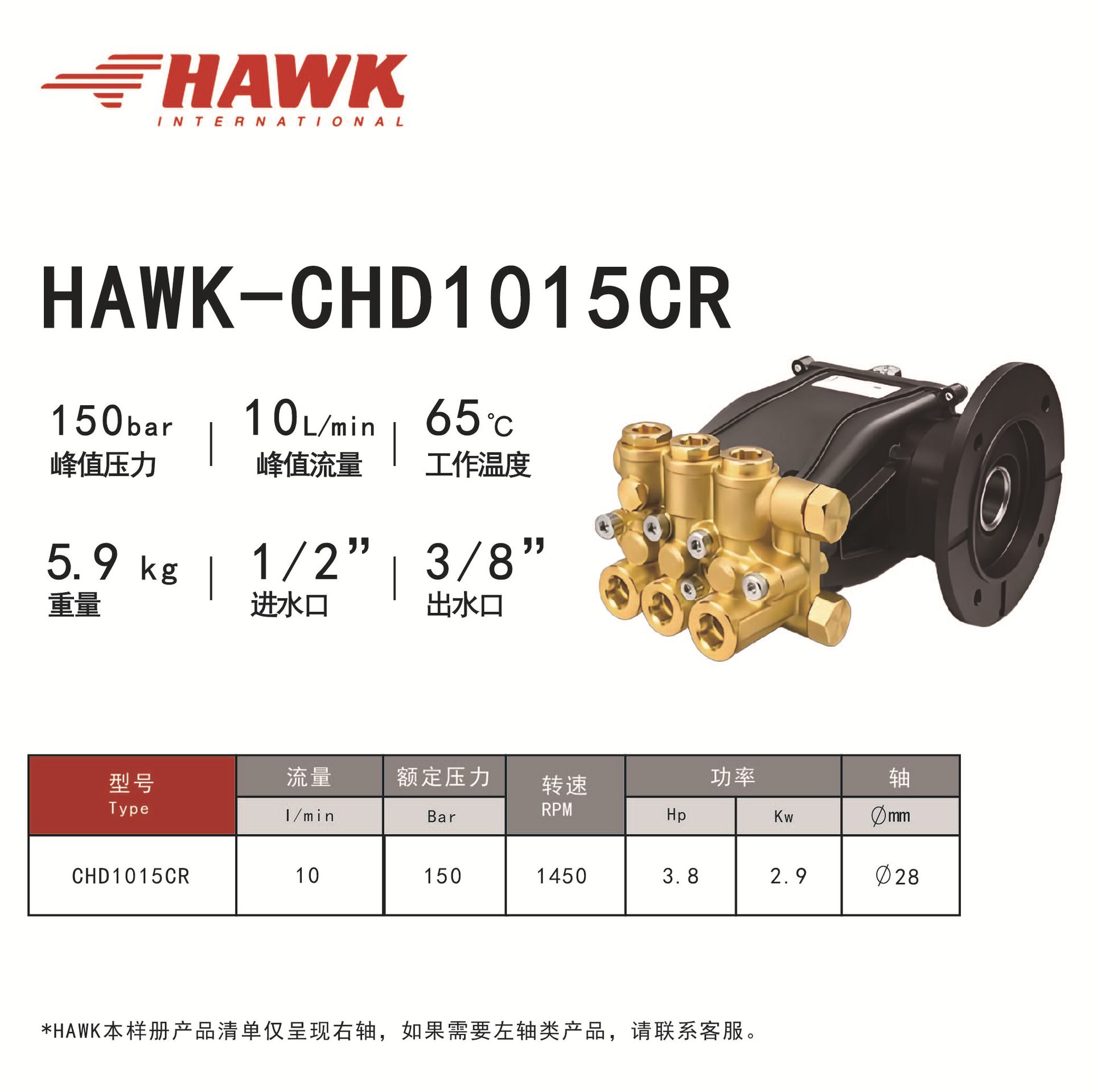 HAWK Italia bomba de alta presión de grado industrial autorizada limpiadora de alta presión
