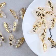 新款烫金烫彩通孔蝴蝶制作diy串珠散珠材料包汽车挂件装饰品隔珠