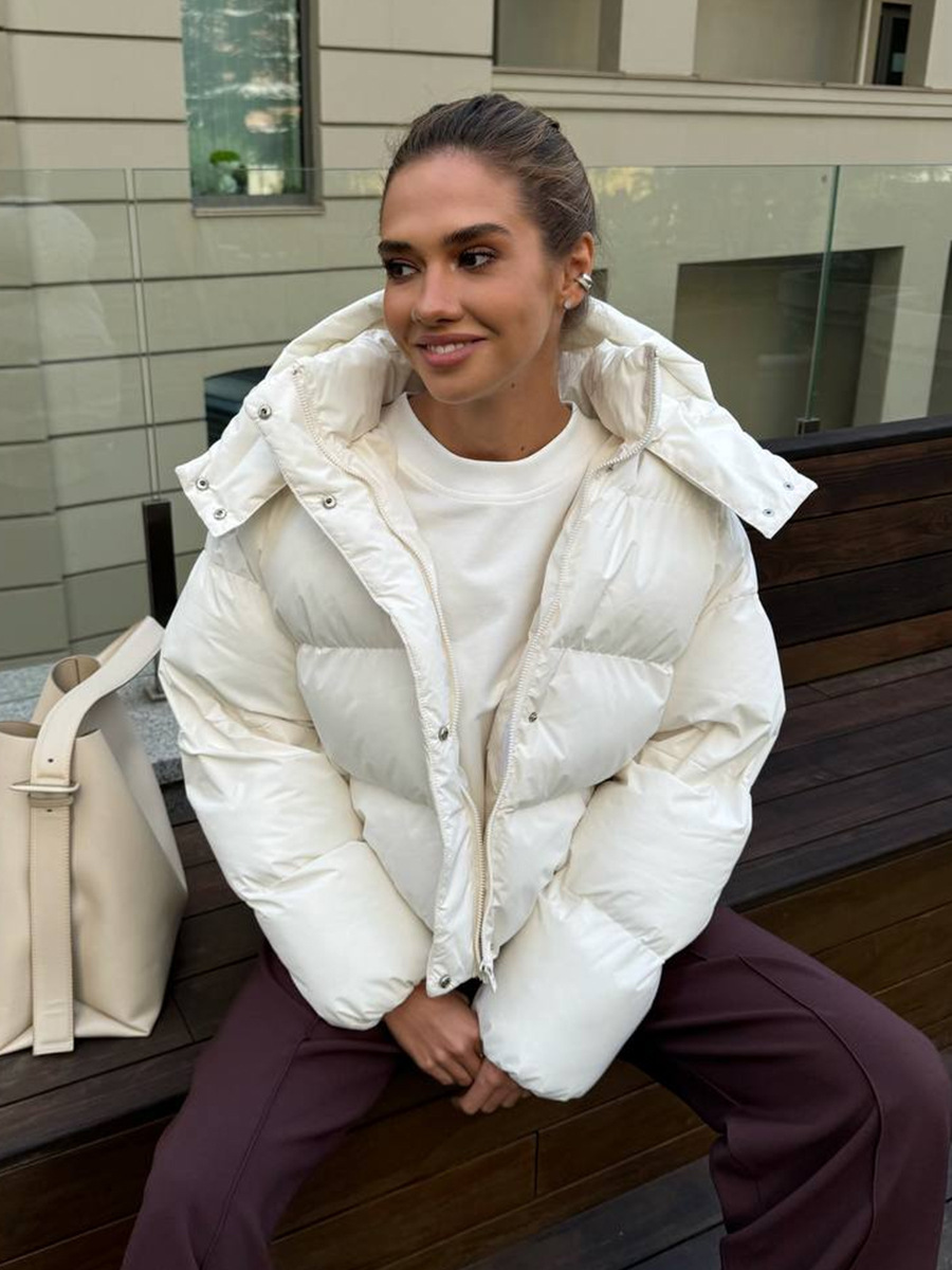 Capa de algodón transfronterizo para mujeres en invierno de 2025 Europa y América nueva chaqueta de algodón chaqueta de algodón suelta chaqueta corta con capuz image 3