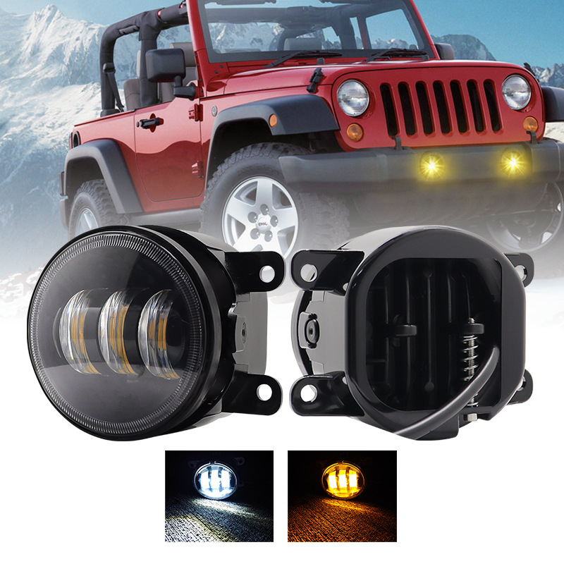 (2개) 30W 4 인치 LED 수정 된 자동차 빛 지프 랭글러 지프 JK TJ 안개 빛 더블 컬러 클래식