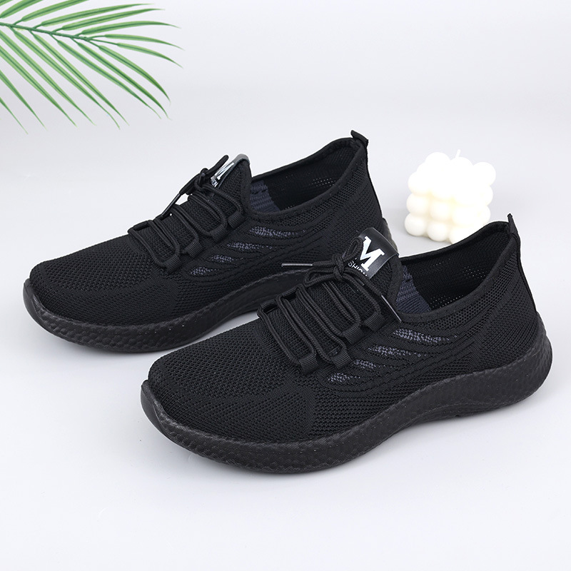 Men's Sports Shoes Spring and Summer Polyurethane Breathable Fly Woven Men's Casual Running Shoes Middle-Aged Dad Shoes Old Beijing Cloth Shoes