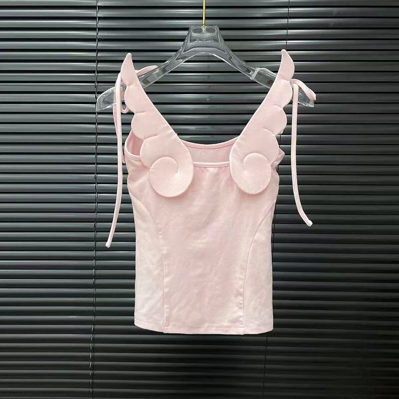 2025 新しい夏の天使の羽キャミソール女性のアウターウェアホットガールトレンディな着用バックレストップ純粋な欲望スタイル|undefined