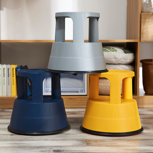 Carefully selected plastic universal wheel stools for household high stools, library foot step stools, multifunctional removable telescopic round stools