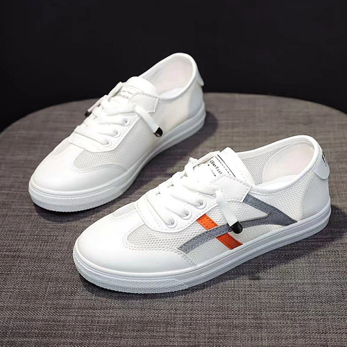 2024 new summer Korean style women's casual sneakers, comfortable and versatile, trendy and breathable mesh shoes, flat-soled white shoes