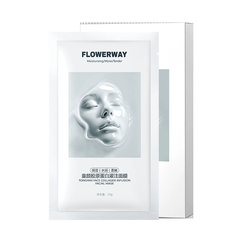 FLOWERWAY Коллаген, увлажняющая разглаживающая осветляющая маска для лица, осветляет оттенок кожи, сужает поры
