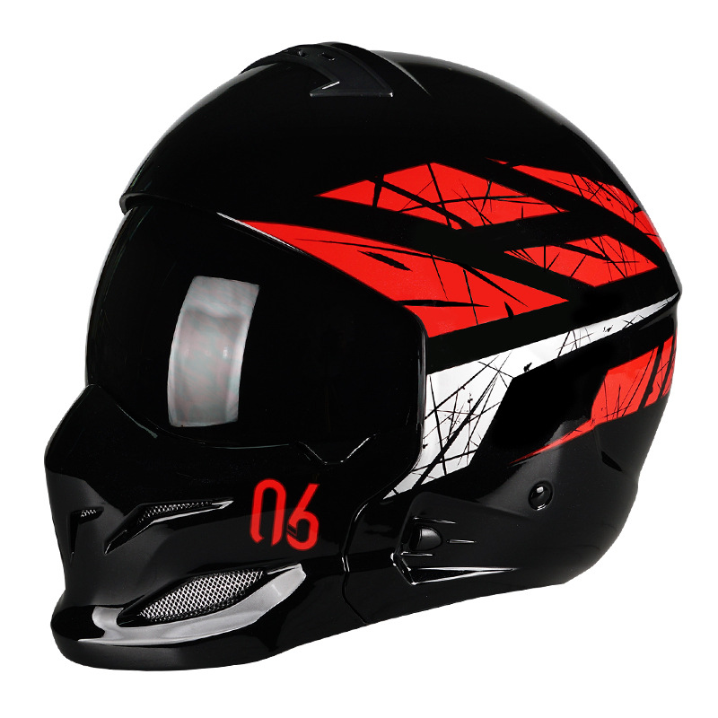Certificación 3C casco de motocicleta retro casco completo locomotora eléctrica hombre y mujer invierno cuatro estaciones casco escorpión combinación de medio casco